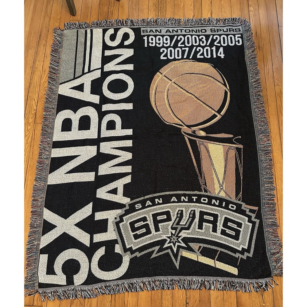 5X NBA Champion San Antonio Spurs Commemorative Tapestry Throw Blanket - Picture 3 of 14